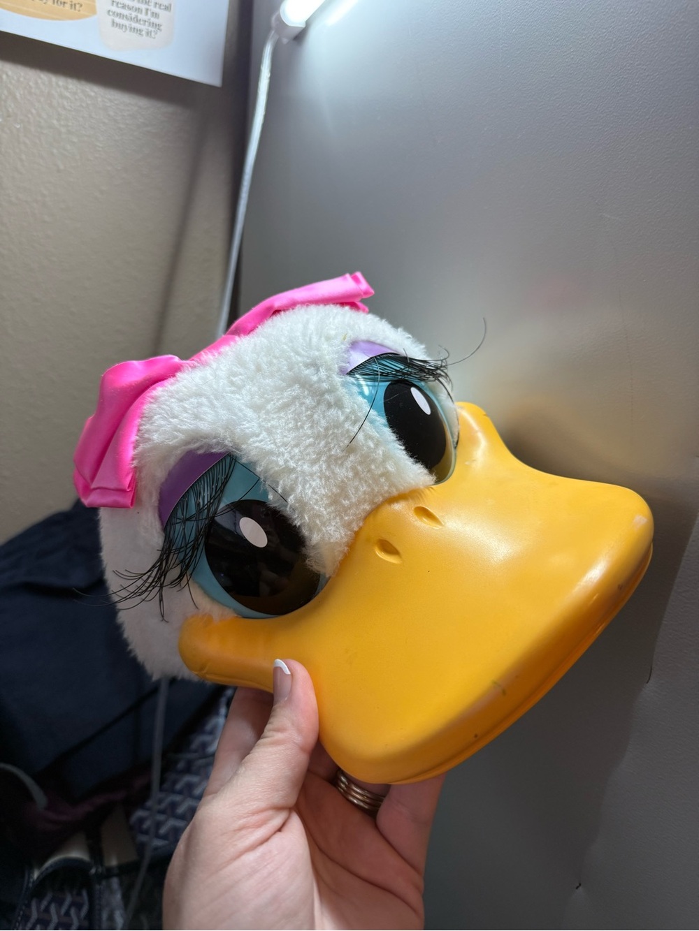 Vintage Daisy Duck Plush Face hat with Pink Bow